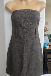 Papaya brown grey tweed dress S